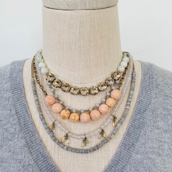 Anthropologie Jewelry - Anthropologie Neutral Coral Tone Layered Necklace